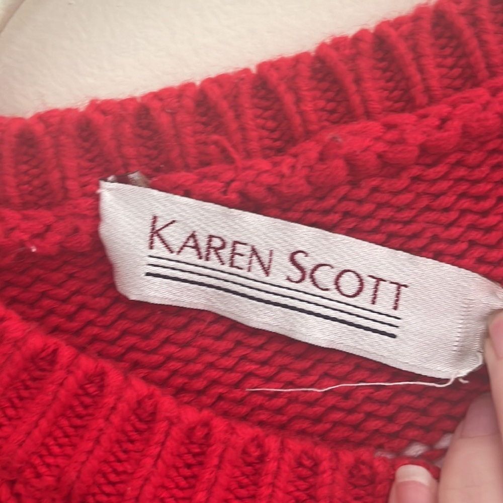Vintage Karen Scott Knit Christmas Holiday Sweater Kitchy Granny Festive - Picture 4 of 7
